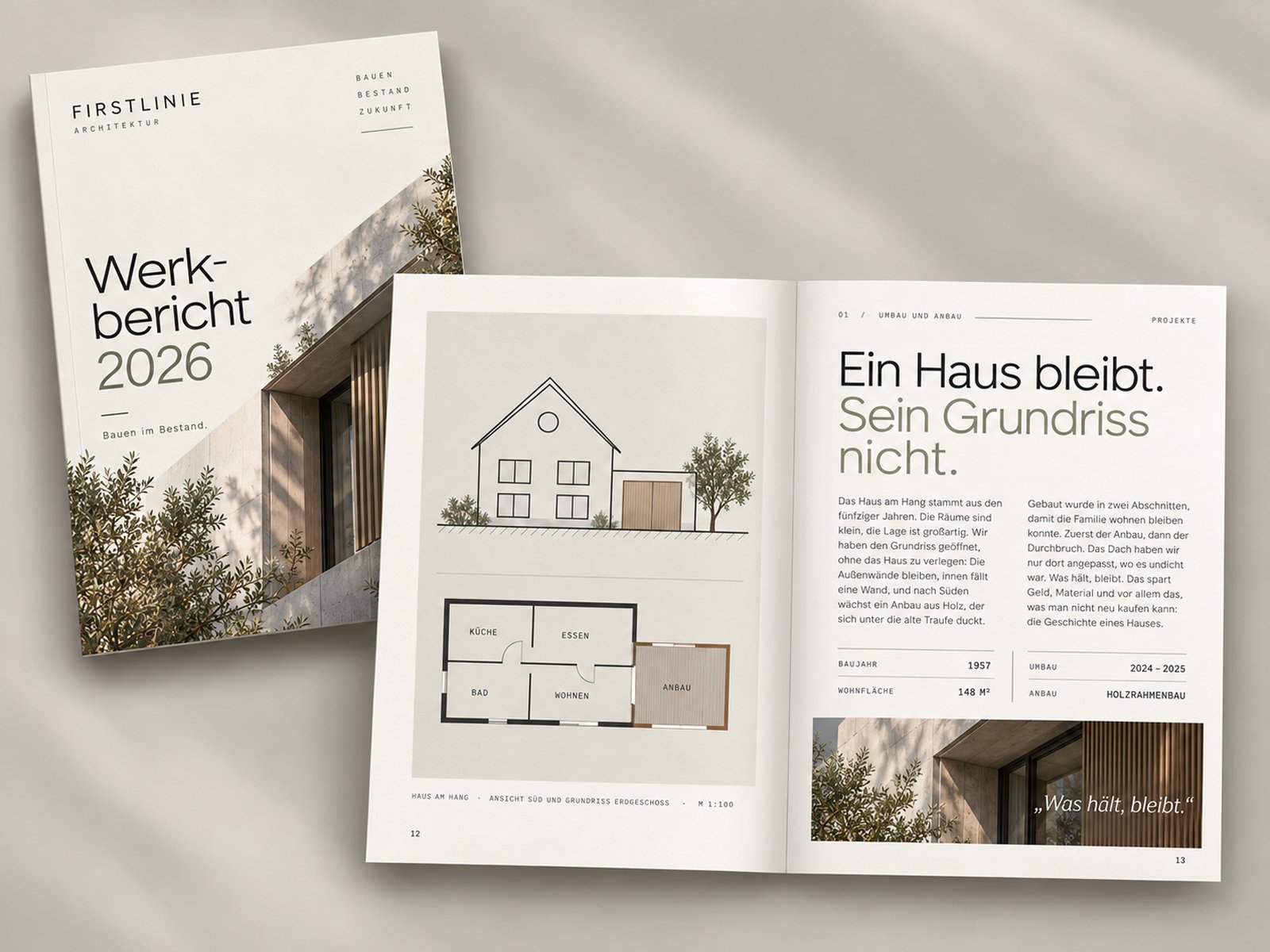 Brochure with cover and open spread