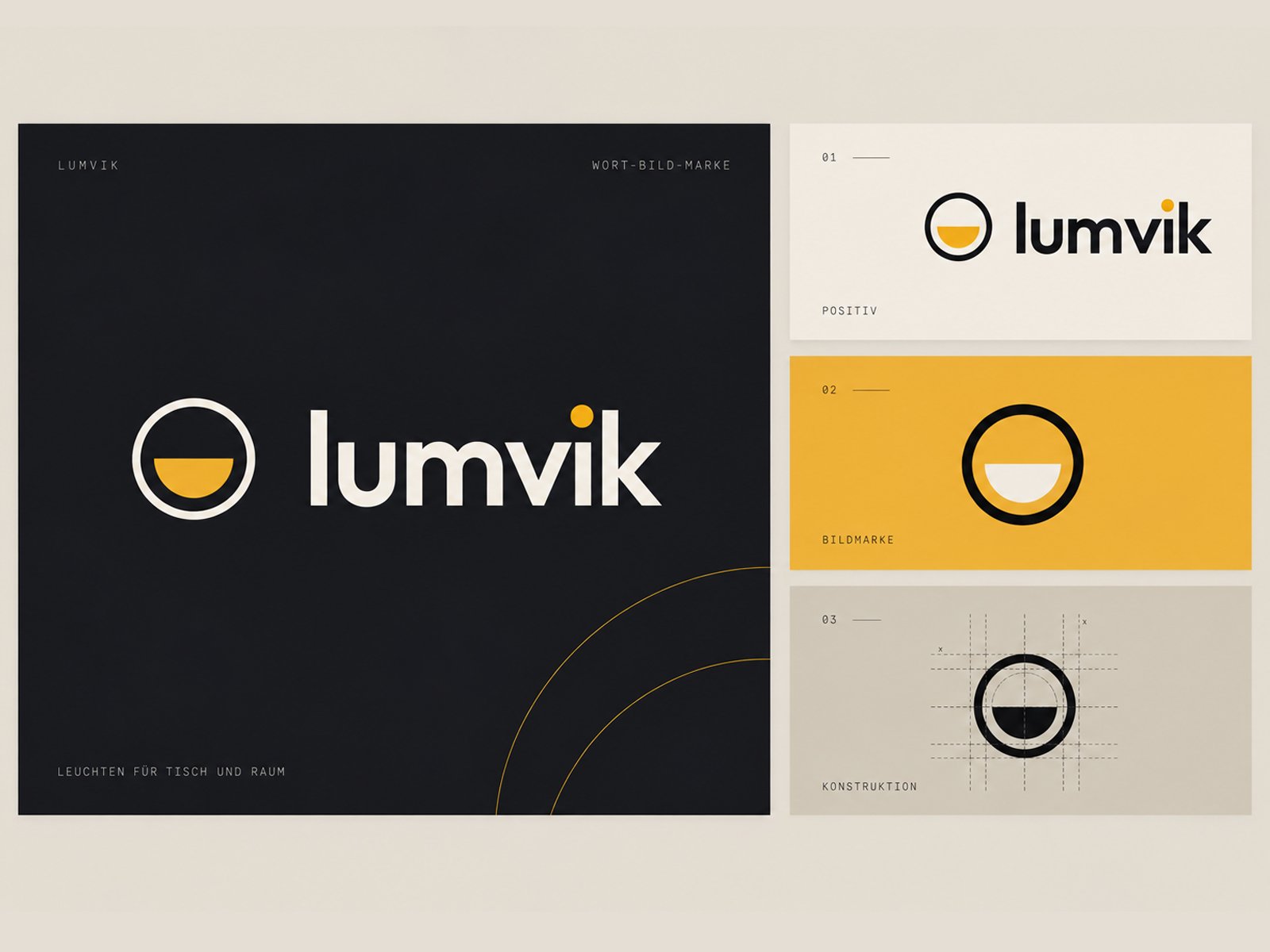 Logo and wordmark of a lighting brand in three variants