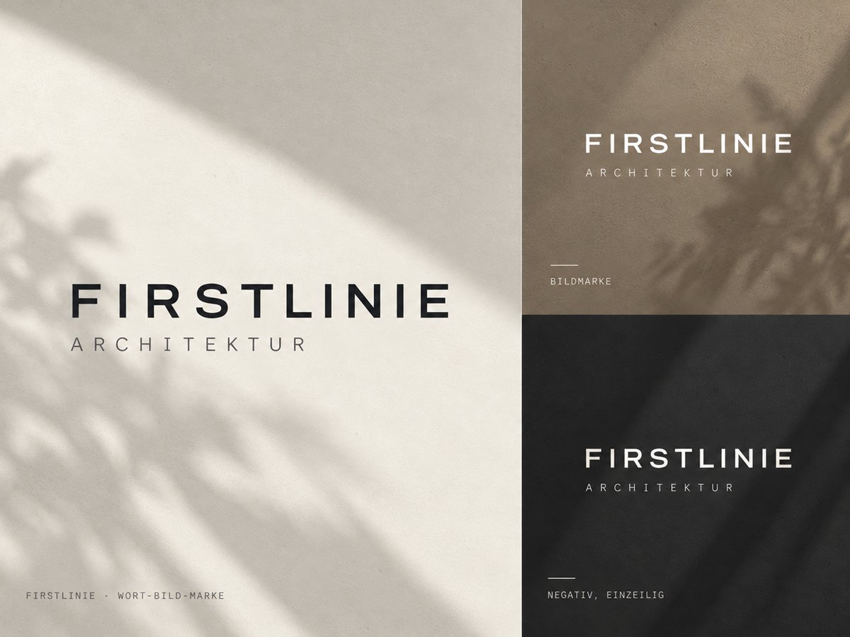 Wordmark of an architecture firm in light and dark versions
